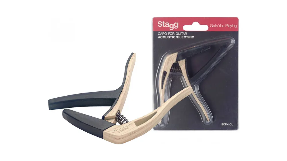 Stagg SCPX-CU CLWOOD gewölbter Trigger Kapodaster Neu