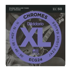 D'Addario ECG-24 Chromes Flat Wound Jazz Light 011-050 Garantierte Lieferung