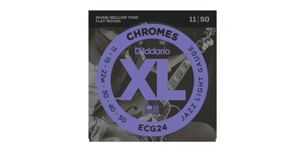 D'Addario ECG-24 Chromes Flat Wound Jazz Light 011-050 Garantierte Lieferung