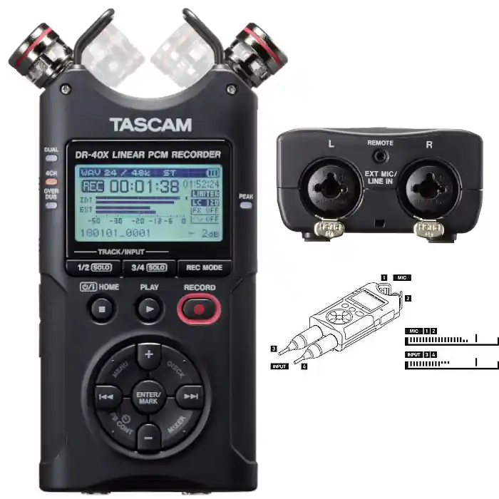 Kostenloser Rückversand Tascam DR-40X Tragbarer Vierspur-Audiorecorder und USB-Interface