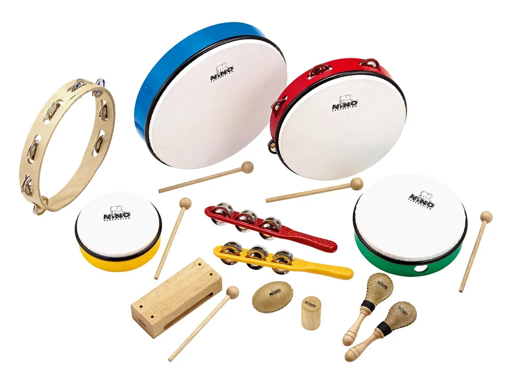 Mega-Angebot NINO Percussion Set, zwölfteilig mit Holzbox NINOSET012-WB