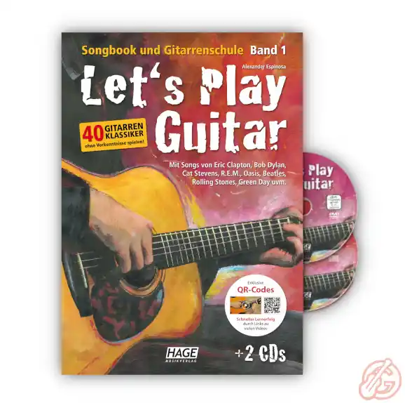 Neuheit Hage ‚LET’S PLAY GUITAR‘ Band 1 | Lehrbuch inkl. 2 CDs, Online-Videos