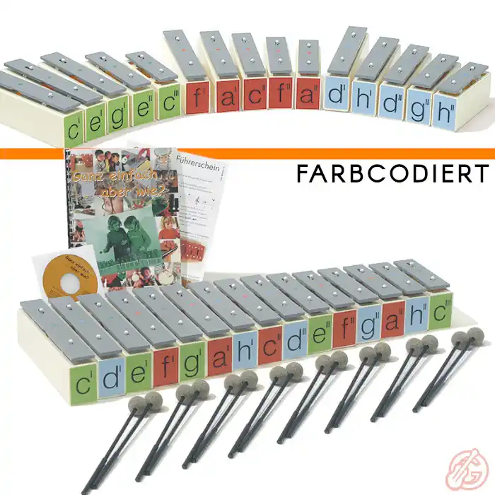 Sofort Bestellen SONOR Klingende Stäbe KS 40 L15 Set | Farbcodiert, inkl. Schlägel+Buch