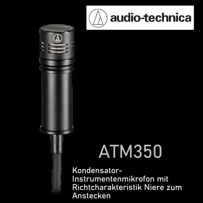 Audio Technica Clipmikrofon ATM350 Nieren-Kondensatormikrofon für Instrumente Neuheit