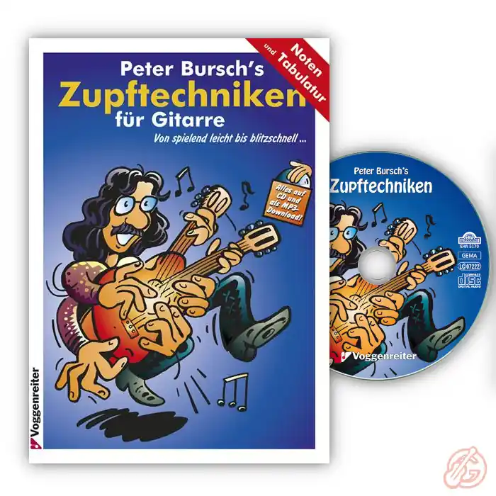 Super-Preis Peter Bursch’s ‚ZUPFTECHNIKEN‘ Noten/Tabs | Lehrbuch für Gitarre, inkl. CD
