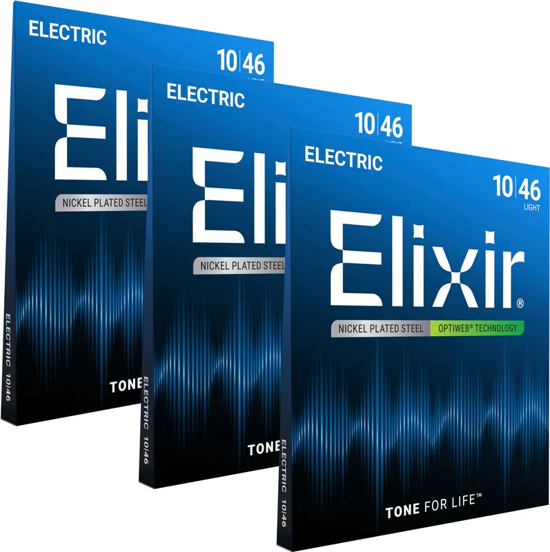 Expressversand Elixir Electric Guitar Optiweb Light 010-046 3-Pack