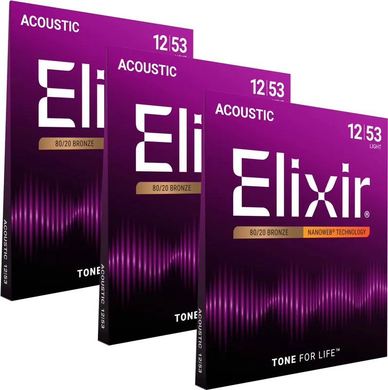 Elixir Ac. Guitar NW Bronze Light 012-053 3-Pack Kostenloser Rückversand
