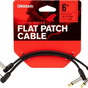Bestpreis D Addario Custom Serie Flat Patch Kabel versetzt gewinkelt 15cm 2er Packung