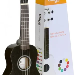 Stagg US-Night Sopran Ukulele mattschwarz mit Tasche Neue Kollektion