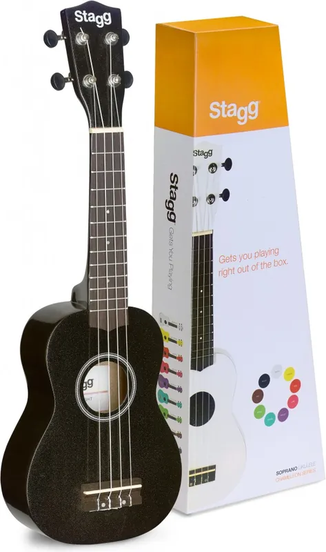 Stagg US-Night Sopran Ukulele mattschwarz mit Tasche Neue Kollektion