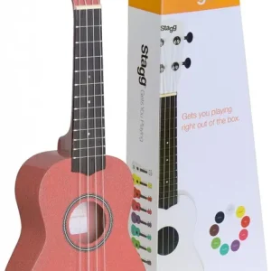 Stagg US-Lips Sopran Ukulele hellrot mit Tasche Preis Gesenkt