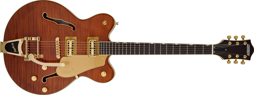 Echt Gretsch LTD Flame Okoume Broadkaster Double-Cut w/Bigsby Roundup Orange