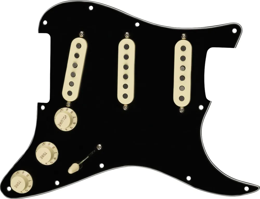 Ausverkauf Fender Pre-Wired Strat Pickguard Tex-Mex Pickups Black PG 11-Hole