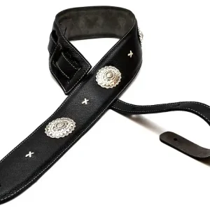 Billig Bourbon Strap Guitar Conchos Black
