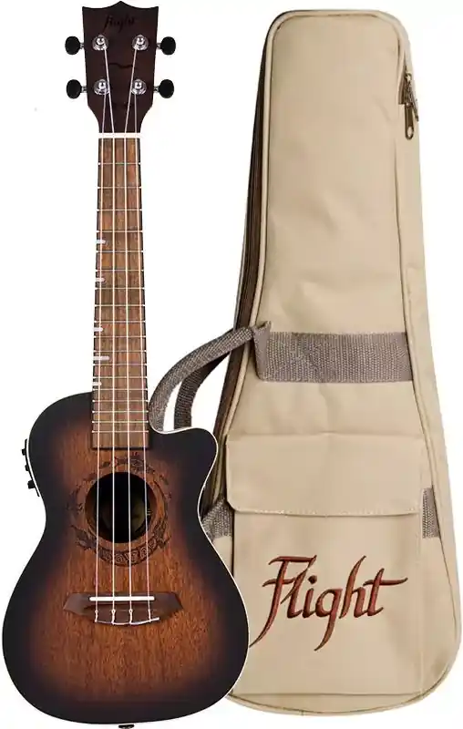 Nur Für Kurze Zeit Flight DUC 380 CEQ Amber Concert Ukulele inkl. Bag