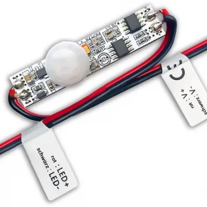 ISOLED Mini PIR Bewegungssensor zum Einbau in LED-Lichtprofile, 12-24V DC 3A Zertifiziert