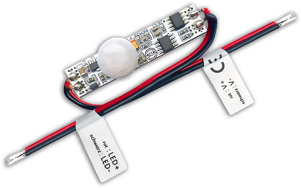 ISOLED Mini PIR Bewegungssensor zum Einbau in LED-Lichtprofile, 12-24V DC 3A Zertifiziert