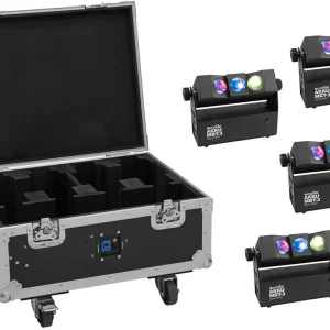 Preiswert EUROLITE Set 4x AKKU MBT-3 Spot MK2 Lichtfächer + Flightcase mit Rollen und Ladefunktion