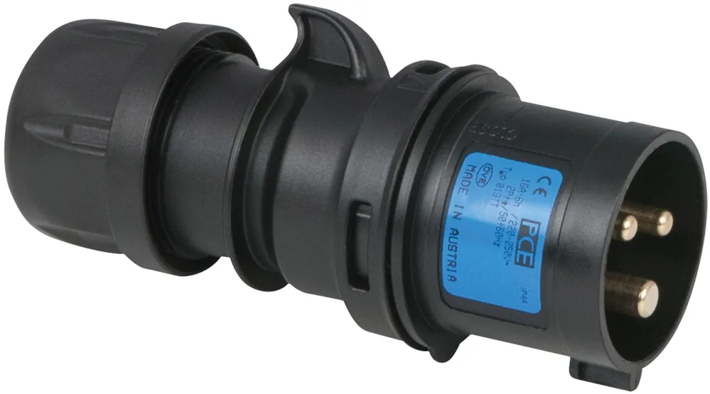 Neue Ware PCE CEE 16 A/240 V - 3P Stecker schwarz - Turbo-Klemme - schraubenlos
