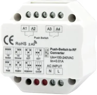 Must-Have ISOLED Sys-Pro 2-Push Input, Funk-Output für Switch/Dimm/CCT/ RGB/RGB+W Empfänger, 100-240V