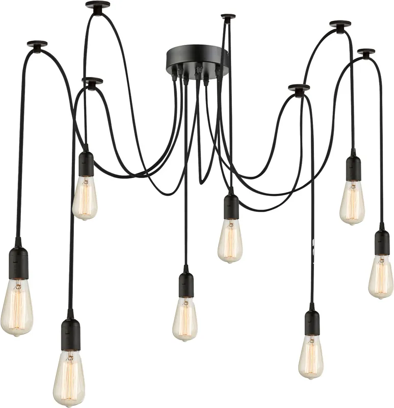 ISOLED Hängeleuchte Spider 1 Metall schwarz, 8 Kabel 1,5m-3,5m, exkl. 8xE27 Leuchtmittel Saisonangebot