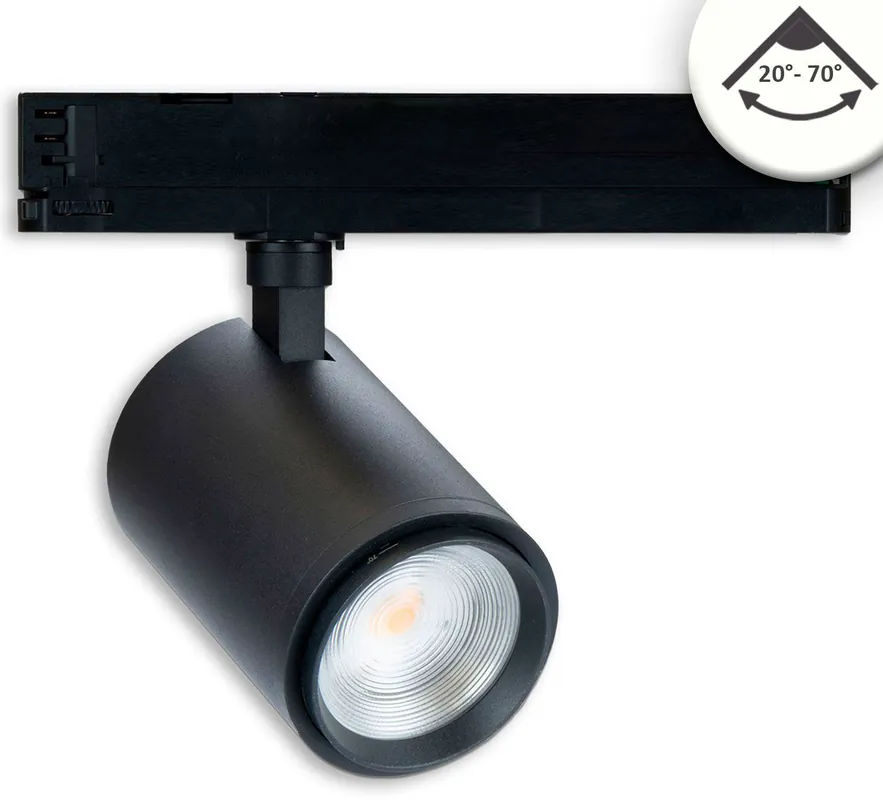 Kracherpreis ISOLED 3-Phasen Schienen-Strahler fokussierbar, 42W, 20°-70°, schwarz matt, 4000K, CRI92, DALI