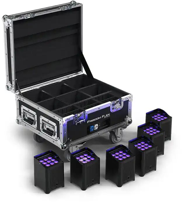 Chauvet DJ Freedom Flex H9 IP X6 - 6er-Set kabelloser Hex-Uplights mit Wechselakkus & Ladecase Echt