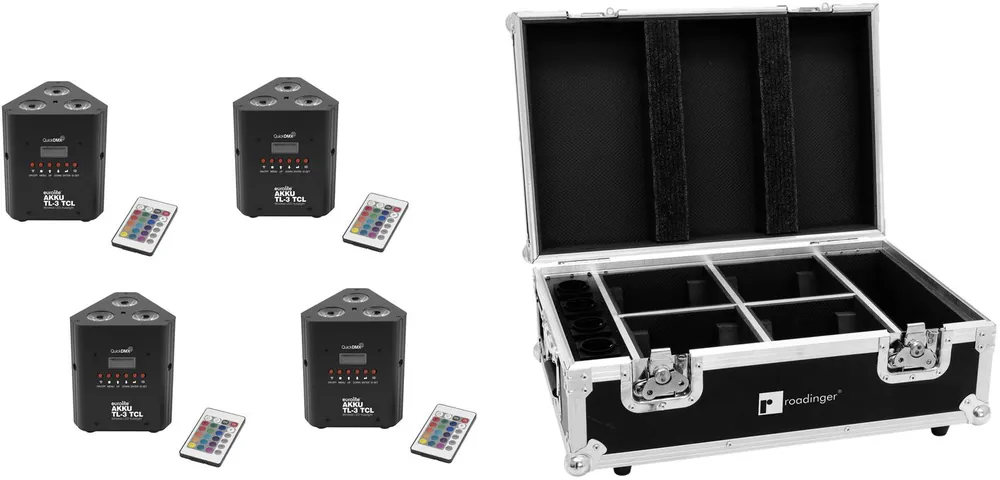 EUROLITE Set 4x AKKU TL-3 TCL QuickDMX + Case mit Ladefunktion Günstig