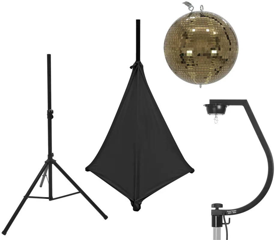 EUROLITE Set Spiegelkugel 30cm gold mit Stativ und Segel schwarz Bestseller