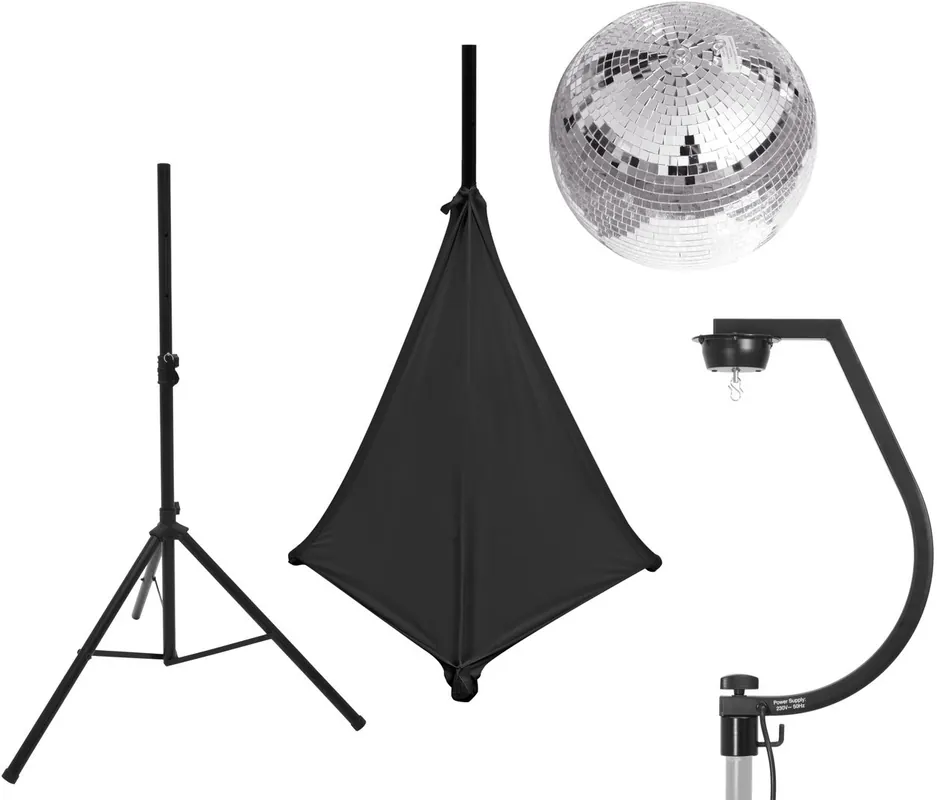 EUROLITE Set Spiegelkugel 30cm mit Stativ und Segel schwarz Jetzt Kaufen