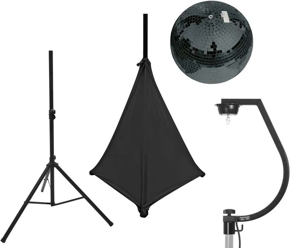 EUROLITE Set Spiegelkugel 30cm schwarz mit Stativ und Segel schwarz Ausverkauf