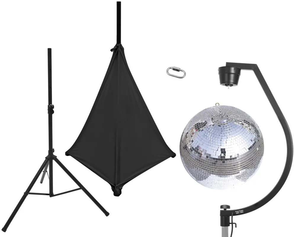 Preisreduziert EUROLITE Set Spiegelkugel 50cm mit Stativ und Segel schwarz