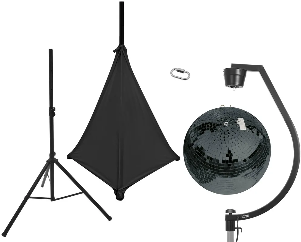 Jetzt Bestellen EUROLITE Set Spiegelkugel 50cm schwarz mit Stativ und Segel schwarz