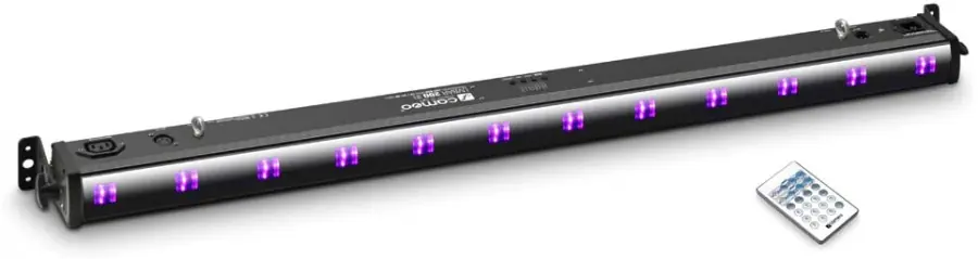 Cameo UVBAR 200 IR 12 x 3 W UV LED Bar in schwarzem Gehäuse mit IR-Fernbed Saisonangebot