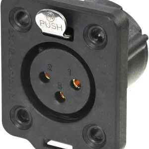 NEUTRIK XLR 3P Chassis - weiblich TOP Goldkontakte - schwarzes Gehäuse Markenware