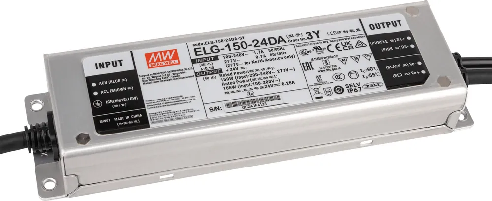 Top-Angebot LED-Netzteil IP67 150 W/24 V Dali Meanwell ELG-150-V-24DA 3Y