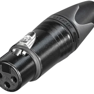 Markenprodukt NEUTRIK XLR 3P-Stecker – weiblich, Goldkontakte – schwarzes Metallgehäuse
