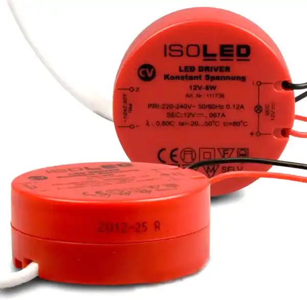 ISOLED LED Trafo 12V/DC, 0-8W, runde Bauform, SELV Günstig