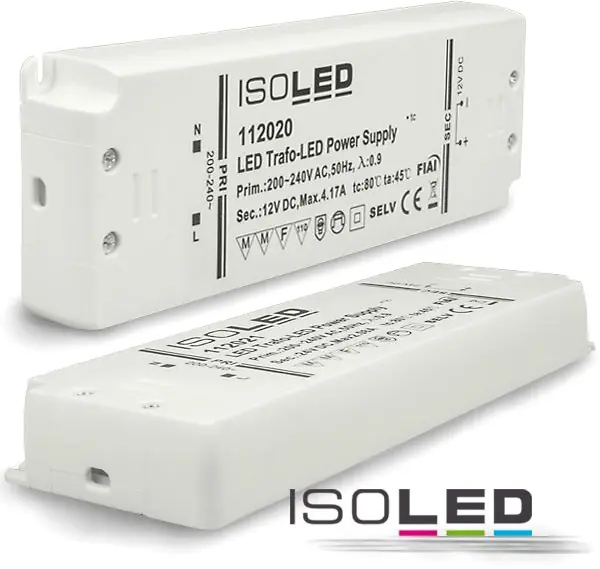 Garantierte Lieferung ISOLED LED Trafo 12V/DC, 0-50W, ultraflach, SELV