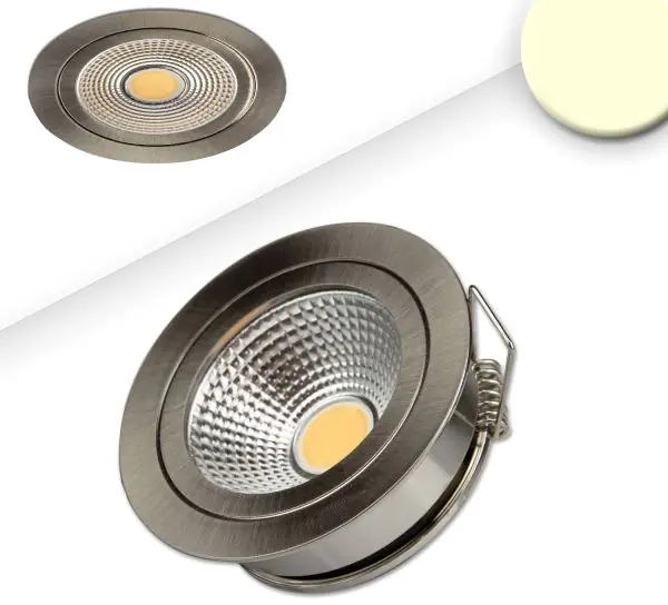 Ausverkauf ISOLED LED Möbel-Einbaustrahler COB mit Reflektor, 3W, 60°, nickel geb., warmweiß