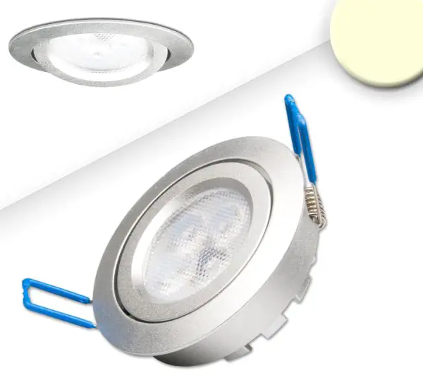 Geprüft ISOLED LED Einbaustrahler, silber, 8W, 72°, rund, warmweiß, dimmbar