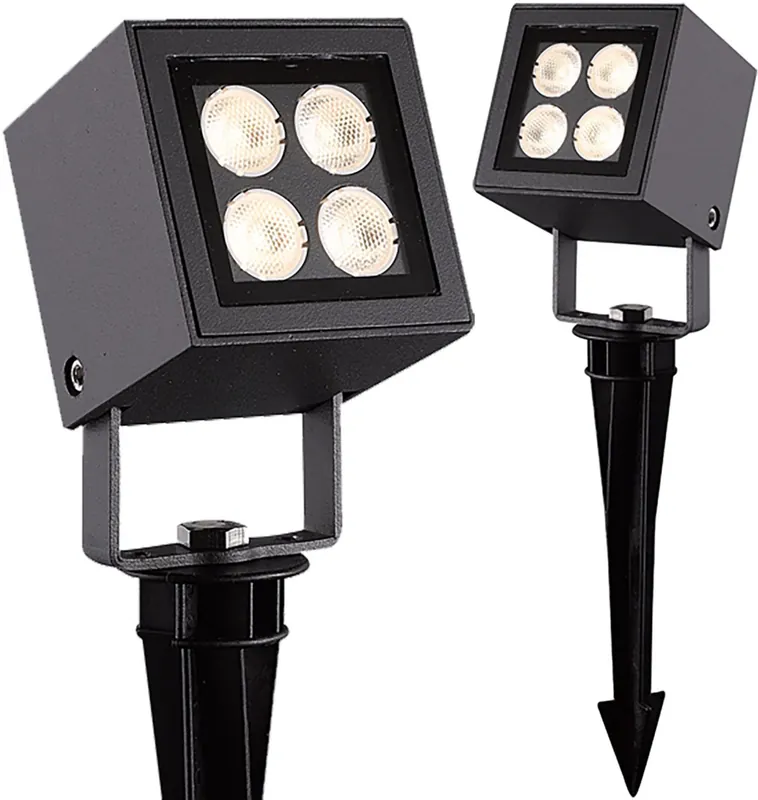 Aktuell ISOLED LED Aussenstrahler Cube IP65, 4x2W CREE, anthrazit, warmweiß