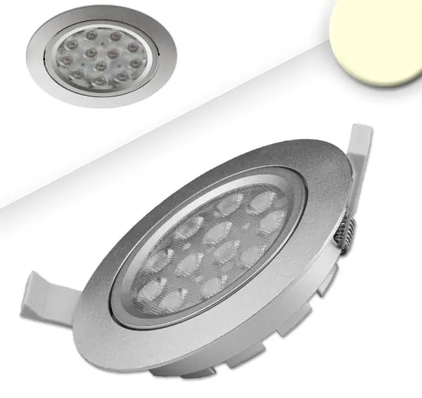 ISOLED LED Einbaustrahler, silber, 15W, 72°, rund, warmweiß, dimmbar Letzte Chance