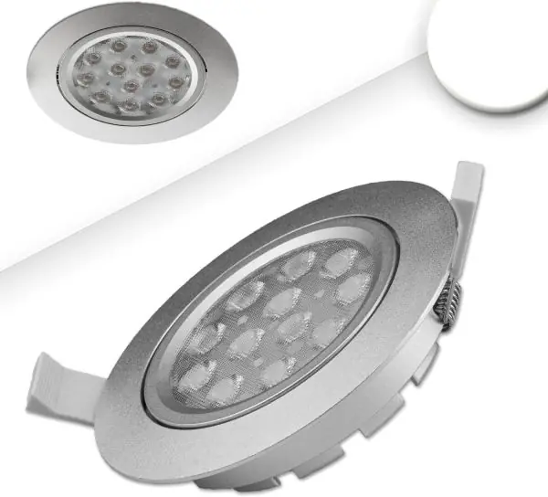 Wochenendangebot ISOLED LED Einbaustrahler, silber, 15W, 72°, rund, neutralweiß, dimmbar