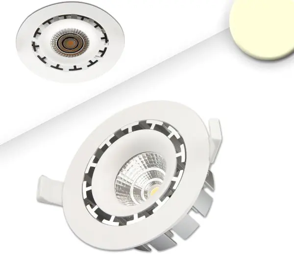 ISOLED LED Einbaustrahler COB, weiß, 15W, 45°, rund, warmweiß, dimmbar Neue Ware