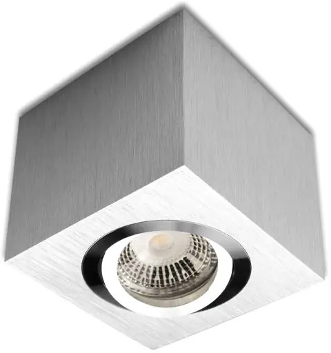 ISOLED Deckenaufbauleuchte eckig für GU10/MR16, Alu gebürstet, exkl. Leuchtmittel Neue Ware
