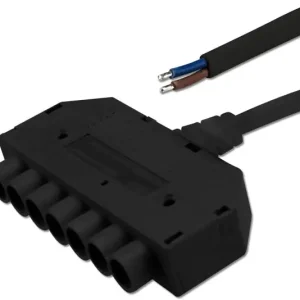 Sonderangebot ISOLED Mini-Plug 6-fach Verteiler female, 1m, 2x0.75, IP54, schwarz, max. 48V
