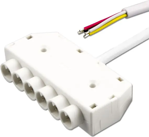 ISOLED Mini-Plug RGB 6-fach Verteiler female, 1m, 4-polig, IP54, weiß, max. 48V Preiswert