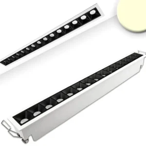 Sonderangebot ISOLED LED Einbauleuchte Raster Line weiß/schwarz , dimmbar, 30W, warmweiß