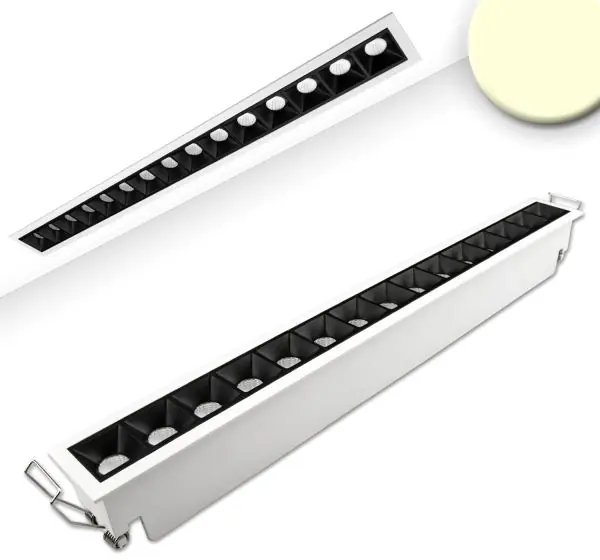 Sonderangebot ISOLED LED Einbauleuchte Raster Line weiß/schwarz , dimmbar, 30W, warmweiß